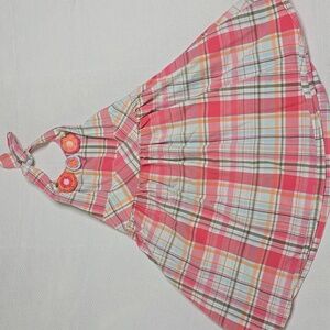 Gymboree Pink Plaid Halter Dress with Floral Accents